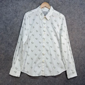 Schoffel Norfolk Shirt Damen Größe UK 18 weiß grün Kaninchen Hasen Print Bluse - Bild 1 von 8