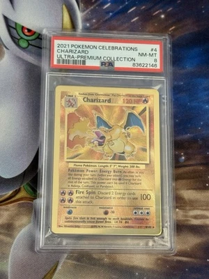 PSA 8 Gold Metal Charizard Pokemon Celebrations Ultra Premium Collection UPC #4 - Image 1 of 2