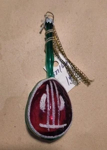 Vtg West Germany Banjo Cello Guitar Blown Glass Christmas Tree Ornament Green/ - Picture 1 of 8