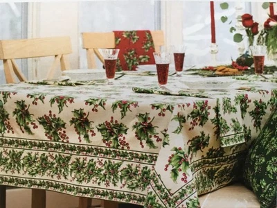 APRIL CORNELL HOLLY Tablecloth 60”x102” table for 8-12 100%Cotton Multicolor NEW - Image 1 of 3