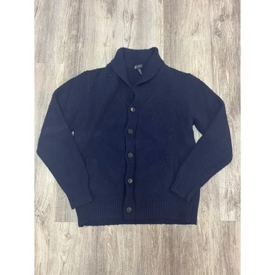 J. Cárdigan Crew Para Hombres Azul Marino Cuello Chal Talla L Lana Cabello de Conejo Mezcla de Cachemira Foto 1 de 4