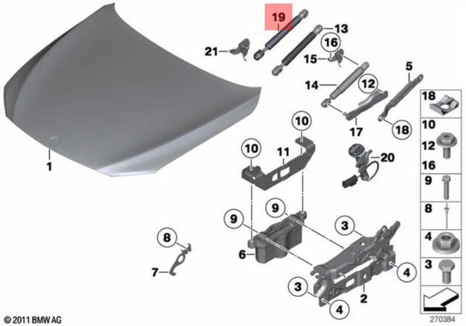 Capó de puntal pasivo genuino BMW Alpina híbrido 7L B7 B7L lleno de gasolina 51237289753 Foto 1 de 1