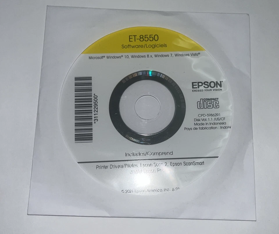 Epson ET-8550 Start Up Disk Driver Software - Image 1 of 2