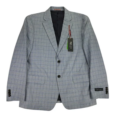 Tommy Hilfiger Mens TH Flex Modern Fit Check Plaid Sport Coat Blue Gray 42S - Image 1 of 4