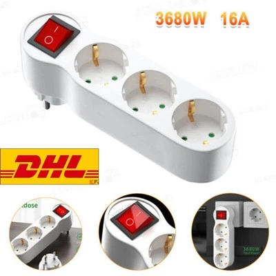 Dreistecker Mehrfachstecker Stecker 3fach Multistecker Vertikal Steckdosenleiste - Bild 1 von 4