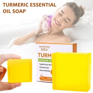 1x Turmeric Essential Soap Whitening Turmeric Soap Lightening Hot Bleaching M6K0 - Picture 1 of 11