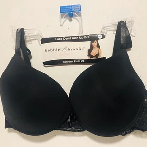 Bobbie Brooks 34C Microfiber Extreme Push Up Bra Black Underwire New - Picture 1 of 12