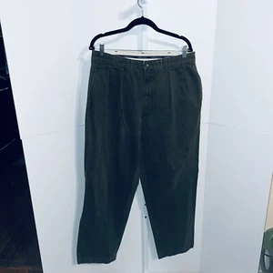 VINTAGE Polo Chino Ralph Lauren Pleated Pants Men's 35 x 30 Olive Green - Picture 1 of 10