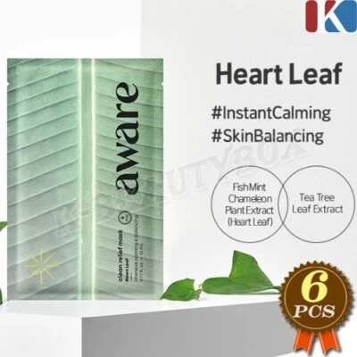 ETUDE Aware Clean Relief Mask 23ml #Heart Leaf 6pcs VEGAN Mask Facial Sheets - Image 1 of 4