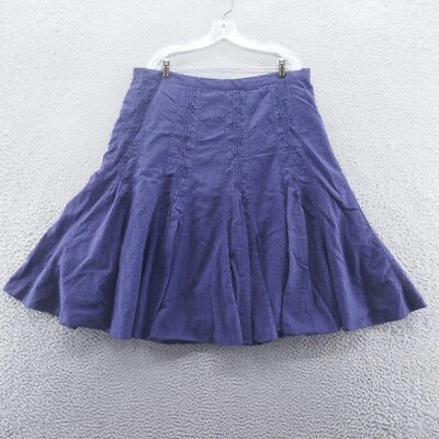 Coldwater Creek Womens Seersucker Midi Skirt 1X Blue Stripe Full A-Line - Image 1 of 4