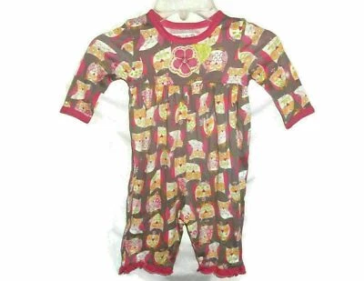 NEW BABY LULU Size 9 Months Romper Outfit Pink Brown Owls Boutique - Image 1 of 4