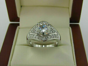 2Ct Simulated Diamond Round Cut Engagement Wedding Ring 14K White Gold Plated