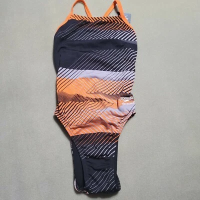 SPEEDO ONE PIECE SWIMSUIT Women's Size 22 Endurance+ Cross Back Training Orange - Image 1 of 4