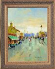 Gold Framed Oil Painting on Canvas, in the Morning Cityscape, Signed by LawSon