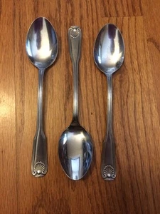 Rogers Co Stainless Black Satin SRB3 Plume Shell Tip 3 Oval Soup Spoons 7 1/4" - Picture 1 of 2