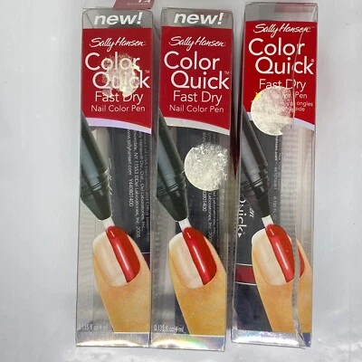 Juego de 3 bolígrafos de esmalte de uñas Sally Hansen color secado rápido rápido, 14 carmesí, 0,135 OZ Foto 1 de 4