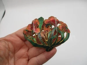 DEANNA FARNETI CERA JOYAS DE FANTASÍA ART NOUVEAU FLOR ESMALTE HEBILLA CINTURÓN 1992 - Imagen 1 de 3
