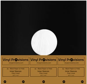 Poly-Lined Inner Record Sleeves (Black Paper) For 12" (33 RPM) LPs 25 Count - Picture 1 of 5