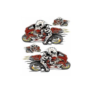 Aufkleber Set Skelett auf Streetfighter 2x14 x 7,5 cm+2 x 5x3 cm Red Busa Decal - Picture 1 of 1