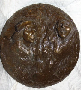 NATIVE AMERICAN INDIAN BAS RELIEF BRONZE WALL SCULPTURE  RARE! - Picture 1 of 15