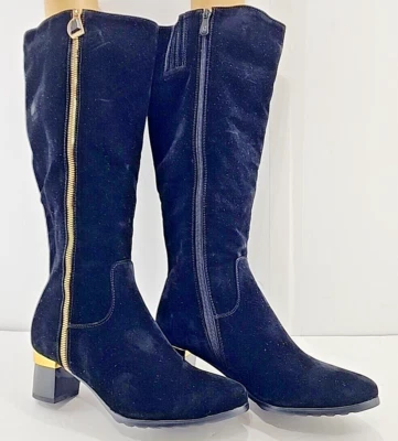 Midnight Velvet Mujer Botas Hasta la Rodilla Zapato Talla 8 M Negro Forro de Piel Sintética NUEVO Foto 1 de 4