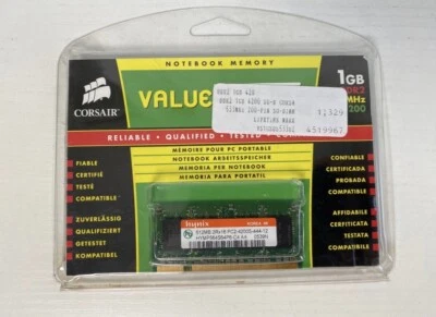 Corsair Memory 1GB DDR2 SDRAM PC2-4200 533MHz RAM | Notebook Memory Brand New - Image 1 of 3