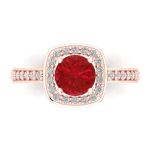 1.335Ct Round Cut Simulated Pink Tourmaline Engagement Ring, 14K Rose Gold - Picture 1 of 11