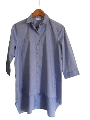 Camisa Top New York & Co. Alta Baja Abotonada Cuello Solapa Grande Calce Suelto S Foto 1 de 4