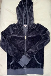 Juicy Couture Velour Black Hoodie Zip ~ Girls Size 10 - Picture 1 of 6