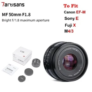 7artisans 50mm F1.8 APS-C Manual Prime Lens For EOS-M/ Fuji X/ Sony E/ M43 Mount - Picture 1 of 16