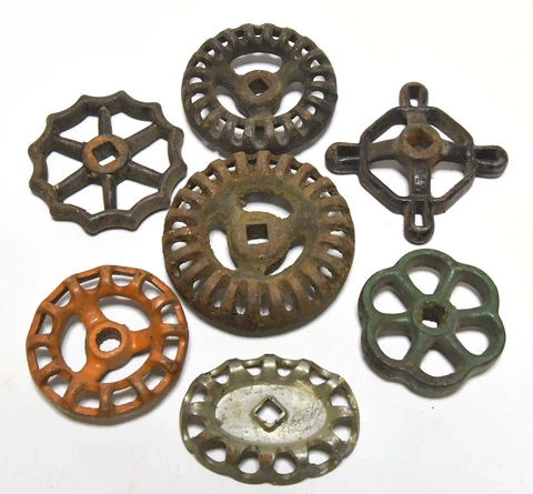 7 VINTAGE INDUSTRIAL VALVE HANDLES FAUCET KNOBS STEAMPUNK Cover