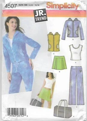C16 SIMPLICITY 4507: JACKET, VEST, TOP & PANTS SIZE JR 11-16 SEWING PATTERN - Image 1 of 3