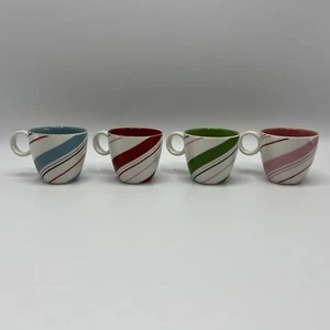 Starbucks Demi Espresso 3oz Mug Cup Candy Striped Holiday 2007 Lot of 4 - Picture 1 of 6
