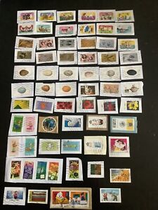 lot de 70 timbres adhesifs sur fragment tous differents (lot5)