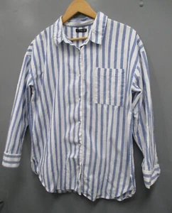 Cotton On Blouse Size M White/Blue Stripes 100% Cotton Women's Blouse Shirt Top - Picture 1 of 9