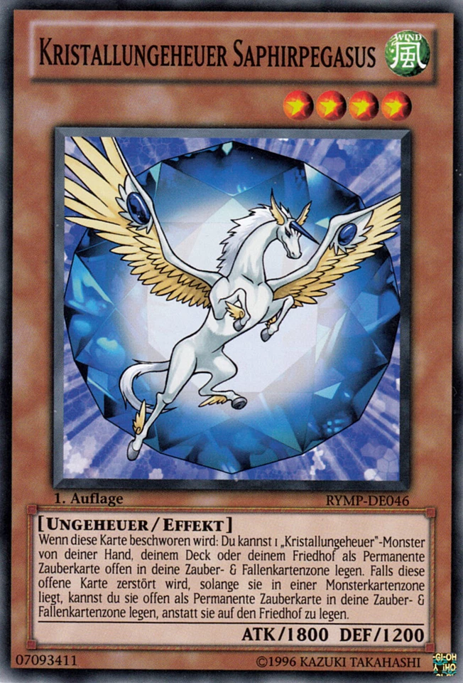 YU-GI-OH, KRISTALLUNGEHEUER SAPHIRPEGASUS, C, RYMP-DE046, 1. Auflage, TOP - Bild 1 von 1
