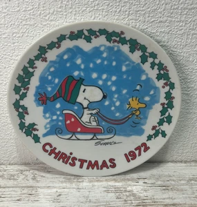 Vintage Snoopy Christmas Plate 1975 Woodstock Schmid Peanuts Schulz with Box - Picture 1 of 4