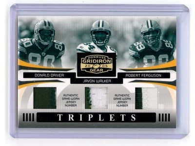 2005 Donruss Gridiron Gear Driver Walker Ferguson Game Used Triple Patch /100 - Image 1 of 2