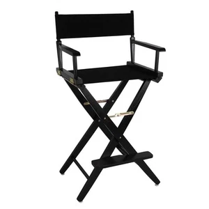 30 Inch Black Bar Height Chair Solid Hardwood Foldable with Armrests - Picture 1 of 5