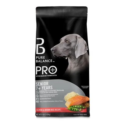 Receta de salmón y arroz integral Pure Balance Pro+ para personas mayores comida seca para perros, 8 libras Foto 1 de 4