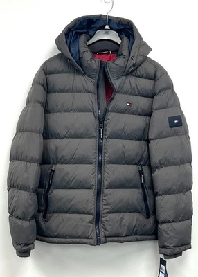 Chaqueta acolchada con capucha gris carbón Tommy Hilfiger para hombre talla XL Foto 1 de 4