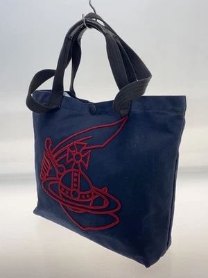 Vivienne Westwood Anglomania Tote Bag Navy Red Orb Logo Canvas Handbag - Image 1 of 4