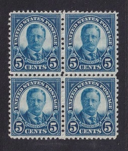 1922 Roosevelt 5c blue Sc 557 XF+ MLH with full OG block of 4 (W1 - Picture 1 of 1
