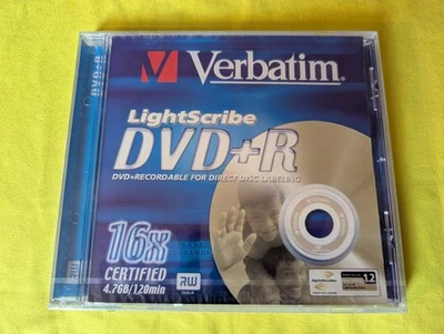 Verbatim Single Lightscribe DVD+R 16x 4.7GB Writeable DVD New Sealed - Image 1 of 3