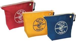 Klein Tools 5539CPAK Zipper Bags, Canvas Tool Pouches Small, Red/Blue/Yellow - Picture 1 of 5