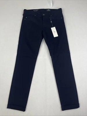 Pantalones de mezclilla Adriano Goldschmied para mujer 25R Cigarette The Stilt Roll Up negros AG Foto 1 de 4