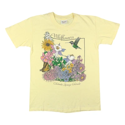 Camisa Vintage Wildflowers Para Hombre Mediana Pequeña Años 80 Colibrí Colorado Springs Camiseta Foto 1 de 4