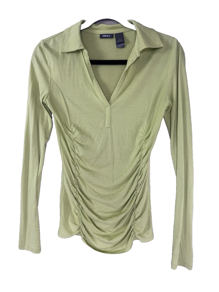 Blusa Top Mexx Mujer Pequeña Verde Claro Seda Tranquila Lujo Minimalista Atletismo Foto 1 de 4