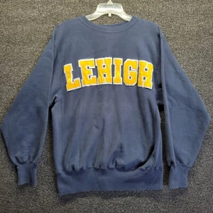 Vintage Champion Reverse Weave Warm Up Lehigh Sweatshirt Size XL Blue 80s - Picture 1 of 8
