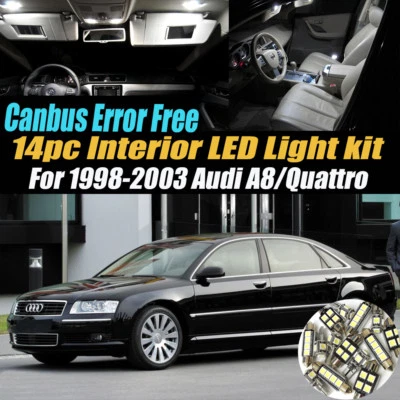 Kit de luces blancas LED interiores 14 piezas CANbus sin errores para Audi A8/Quattro 1998-03  Foto 1 de 4
